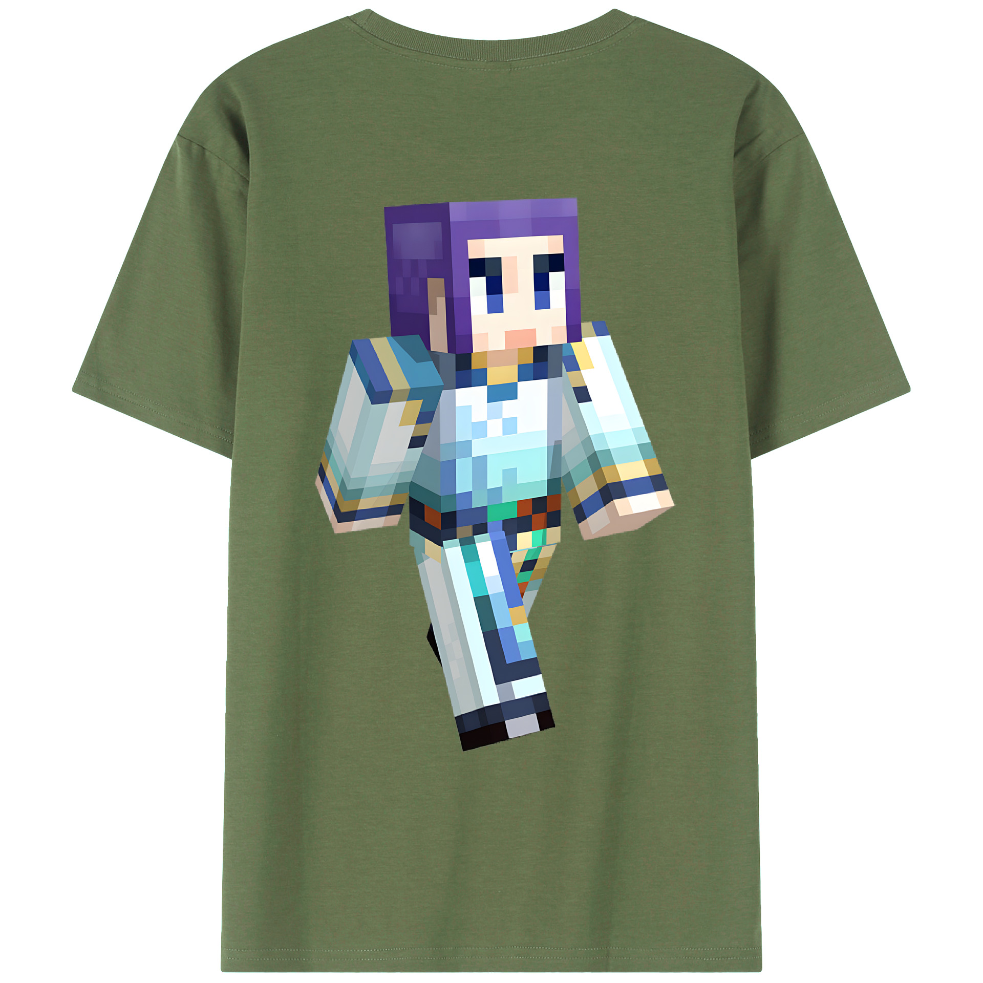 （画像用） マインクラフト ブロックの世界 Minecraft MC Block world 綿100％ メンズ半袖Tシャツ（バックプリント） 通気性